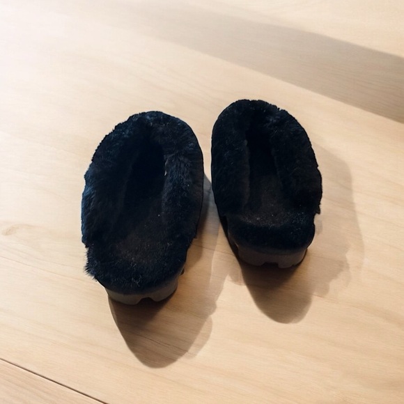 Ugg Black Fuzzy Cheetah Print Women’s Slippers Size 8 - Picture 5 of 7